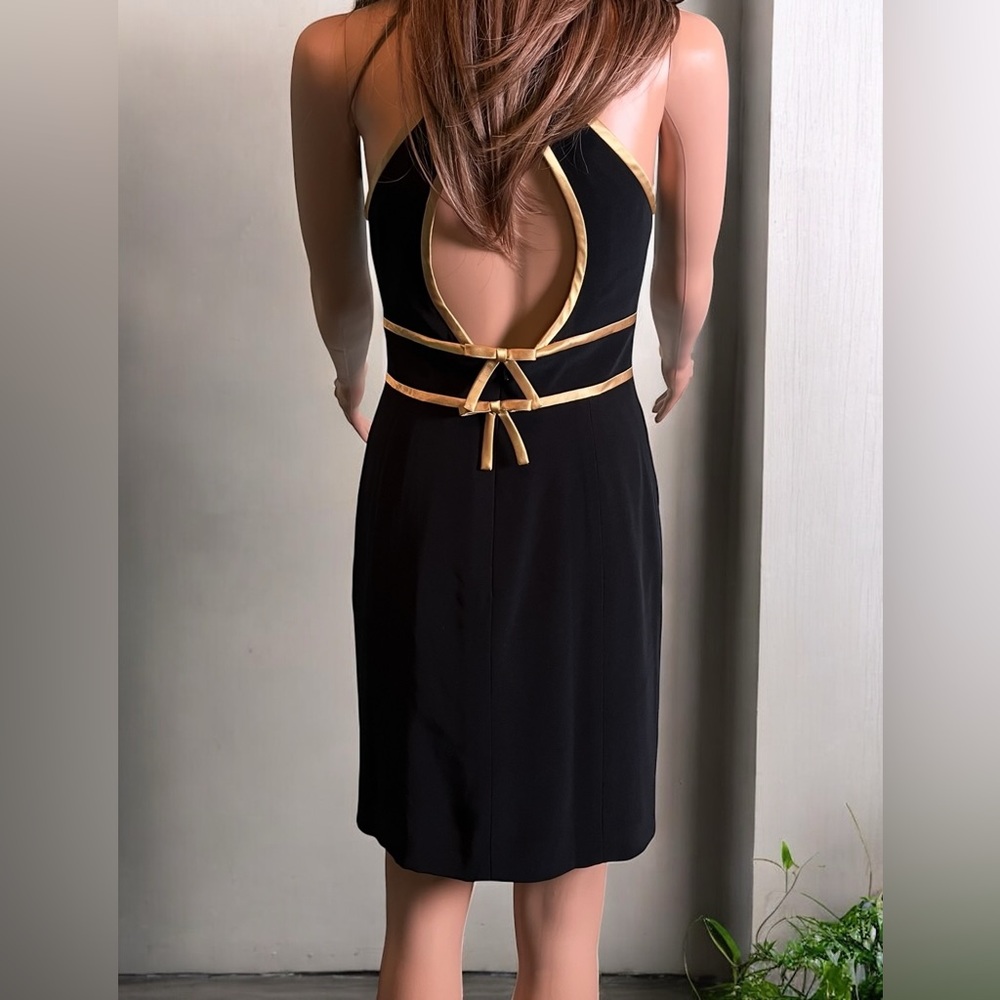 ADRIANNA PAPELL Evening Black & Gold Party Cocktail Pencil Dress. Size 4 - Picture 8 of 8